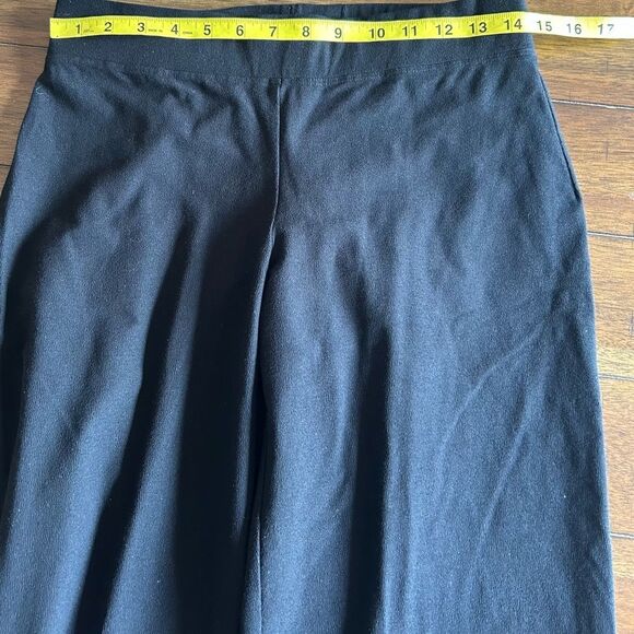 Eileen Fisher Black Stretch Knit Pull On Straight Leg Pants Size Small SP - Picture 8 of 11